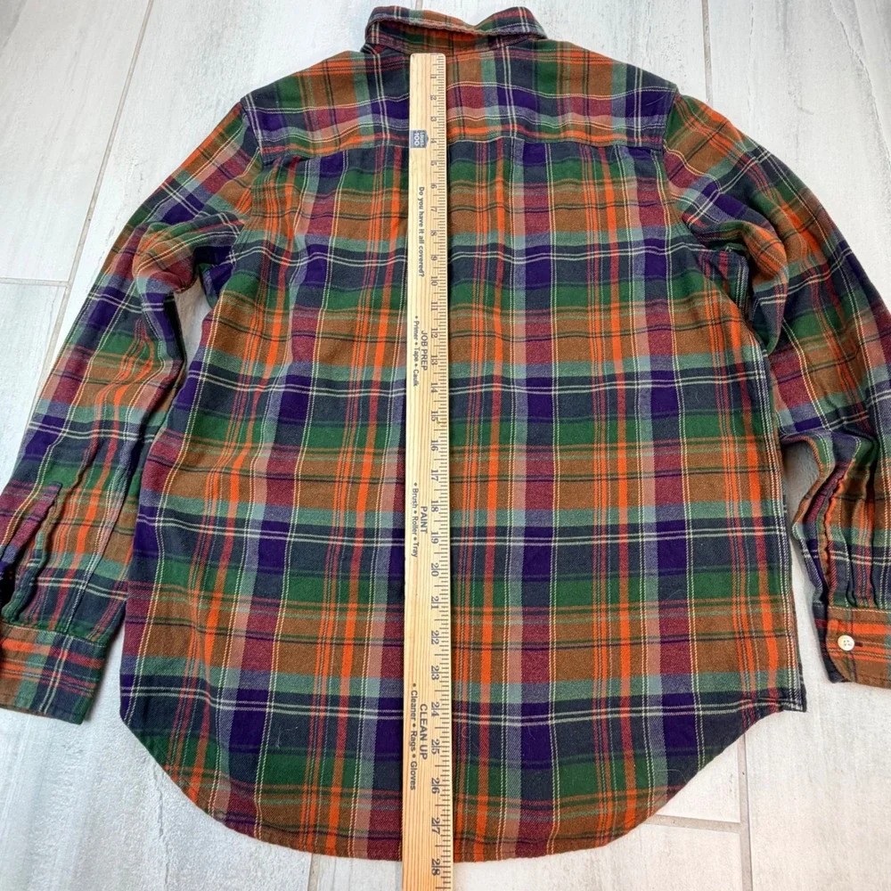 Polo Ralph Lauren Kids XL 18-20 Flannel Shirt Plaid Orange Green Purple Cotton